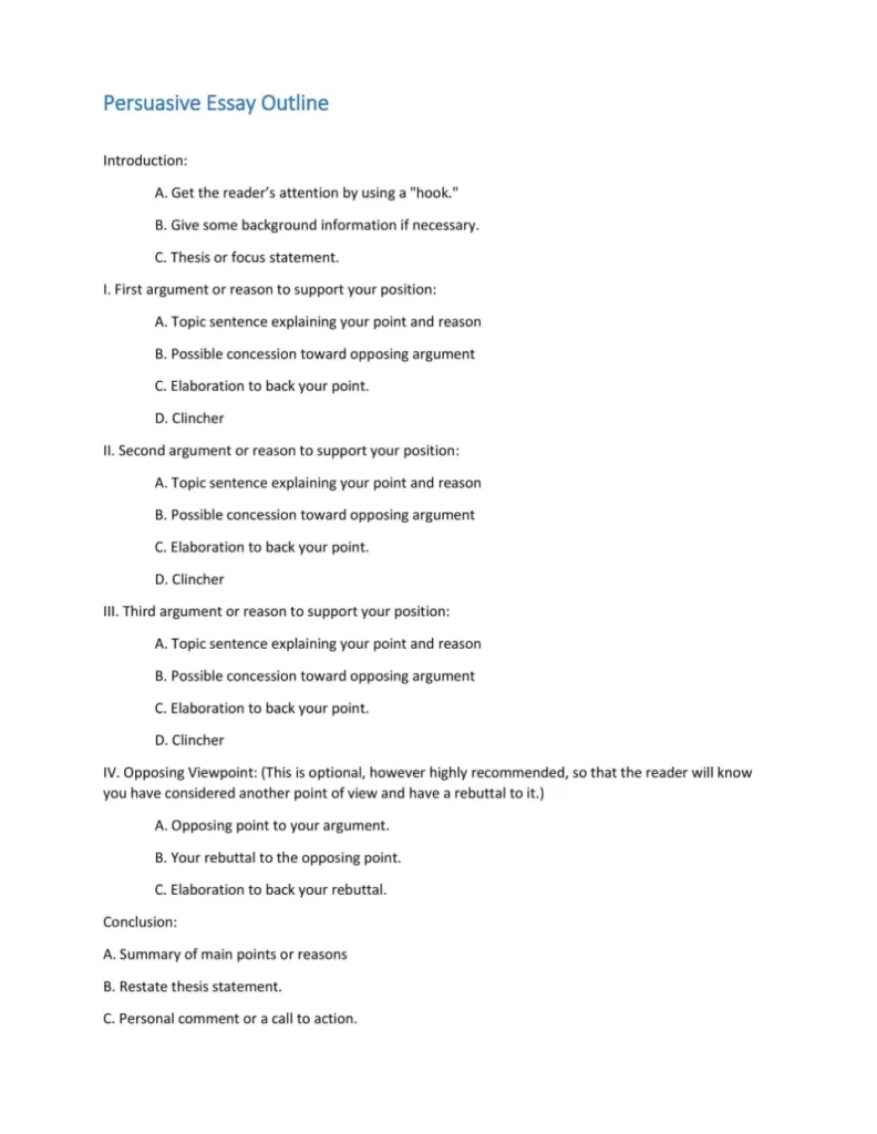 37 Outstanding Essay Outline Templates (Argumentative, Narrative,  Persuasive)